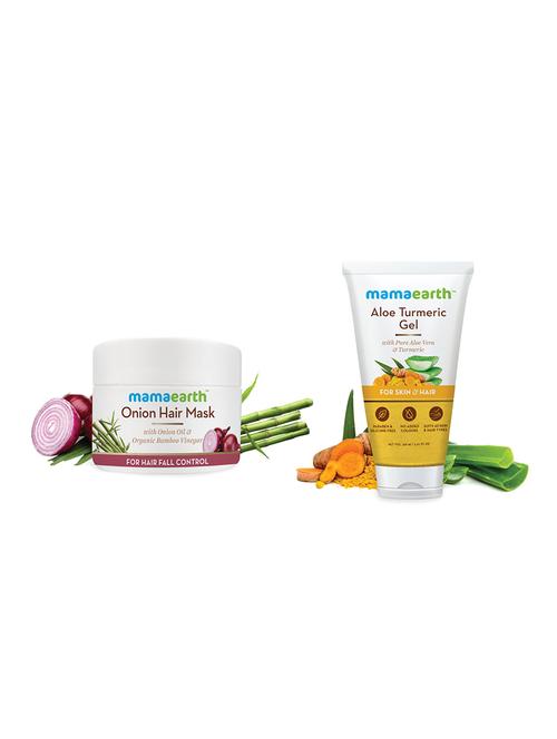 mamaearth's onion hair mask200ml and aloe vera gelwith turmeric & vitamin e 150 ml - 16679542 - Very Small Image - 1