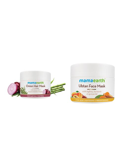 mamaearth's onion hair mask 200ml ubtan face pack mask , 100 ml - 16679544 - Very Small Image - 1