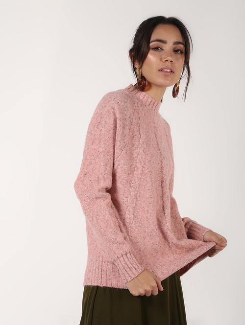 crew neck raglan sleeved wool blend pullover - 16680317 - Very Small Image - 1