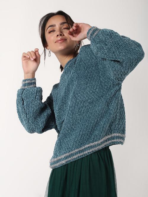 crew neck long sleeved wool blend pullover - 16680323 - Very Small Image - 1