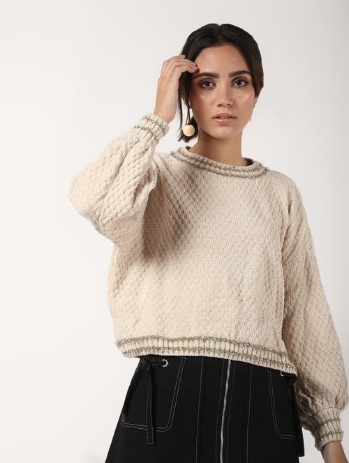 crew neck long sleeved wool blend pullover - 16680324 - Very Small Image - 1