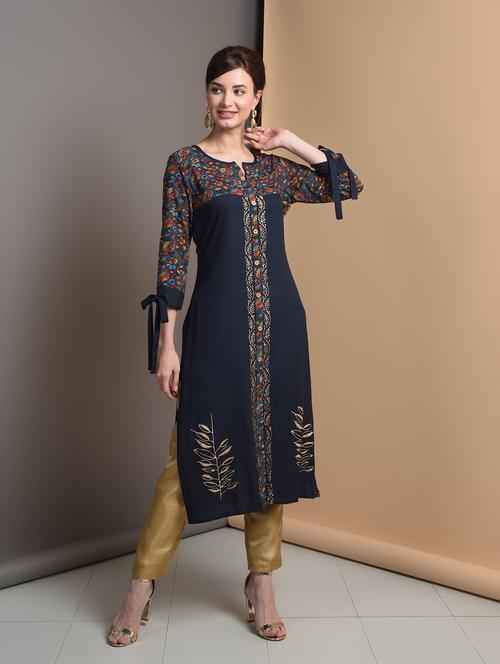 floral printed straight kurta - 16680649 - Very Small Image - 1