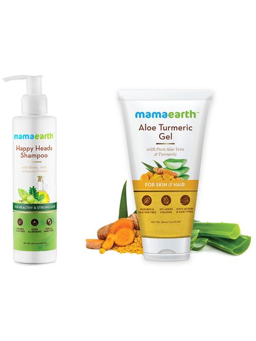 mamaearth happy heads hair shampoo and aloe vera gel, - 16680834 - Very Small Image - 1