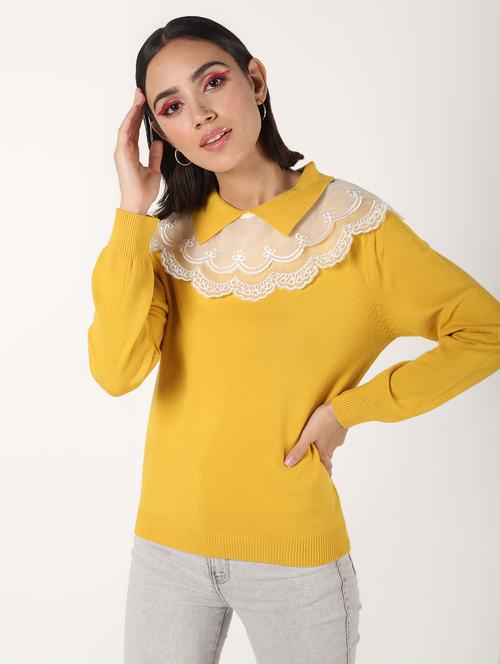 embellished neck cape detail wool blend pullover - 16680912 - Very Small Image - 1