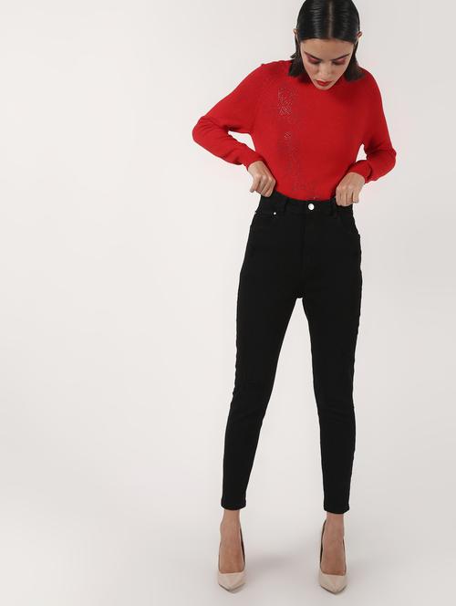 round neck embellished wool blend pullover - 16680916 - Very Small Image - 1