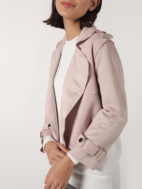 lapel neck crop suede blazer - 16680922 - Very Small Image - 1