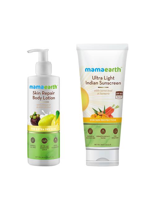 mamaearth skin repair natural winter body lotion and ultra light indian sunscreen - 16681262 - Very Small Image - 1