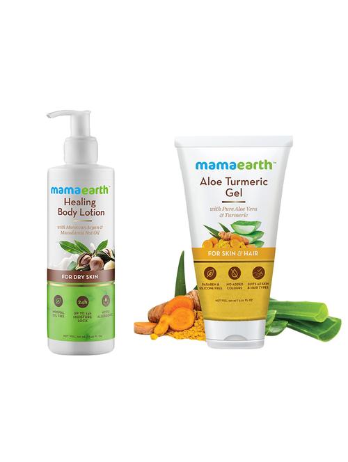 mamaearth healing natural body lotion and aloe vera gel,150 ml - 16681269 - Very Small Image - 1