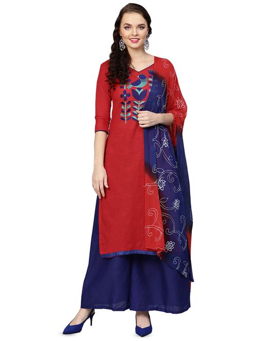 floral embroidered unstitched suit - 16681290 - Very Small Image - 1