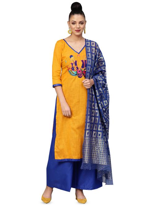 yoke embroidered unstitched suit - 16681295 - Very Small Image - 1