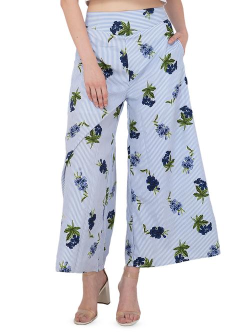 high rise floral striped palazzo - 16681319 - Very Small Image - 1