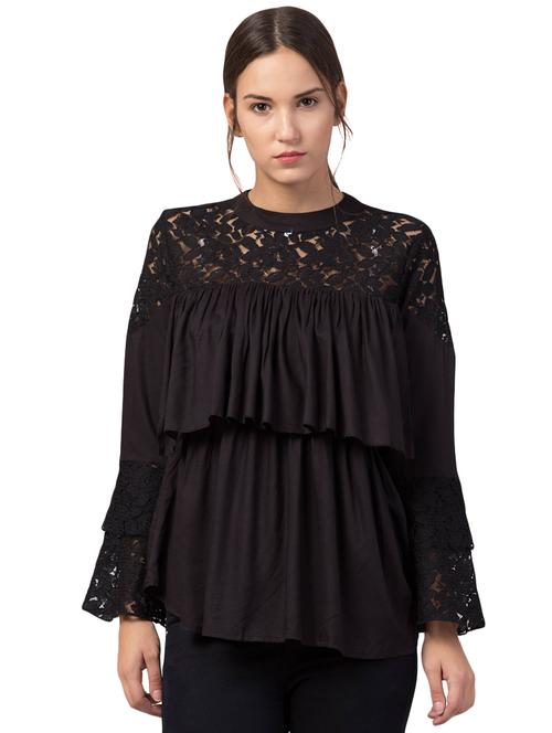 mock neck bell sleeved top - 16681324 - Very Small Image - 1