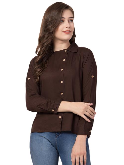 shirt collar long sleeved top - 16681332 - Very Small Image - 1