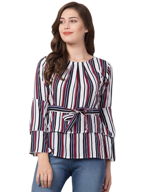 tie front striped top - 16681340 - Very Small Image - 1