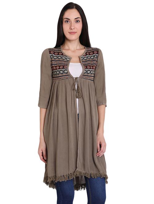 yoke embroidered regular shrug - 16681452 - Very Small Image - 1