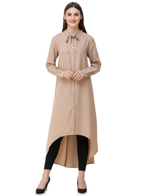 tie up neck high low kurta - 16681709 - Very Small Image - 1