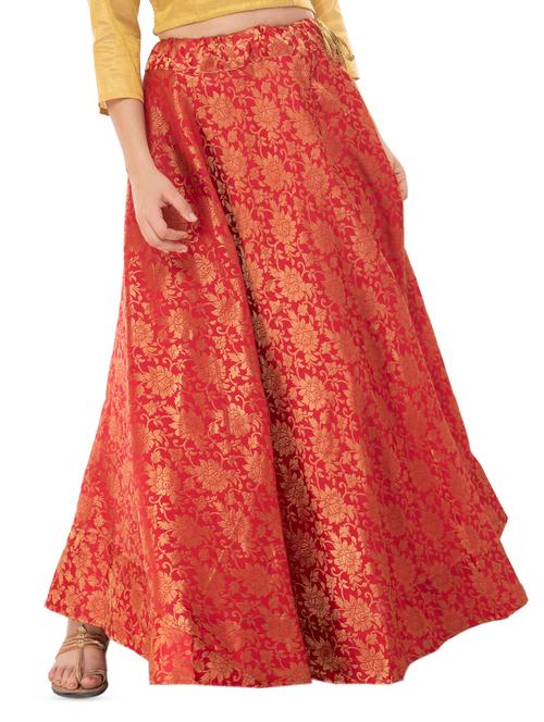 red silk blend flared skirt - 16682479 - Very Small Image - 1