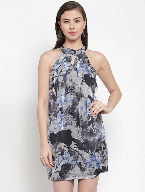 halter neck floral a-line dress - 16682606 - Very Small Image - 1