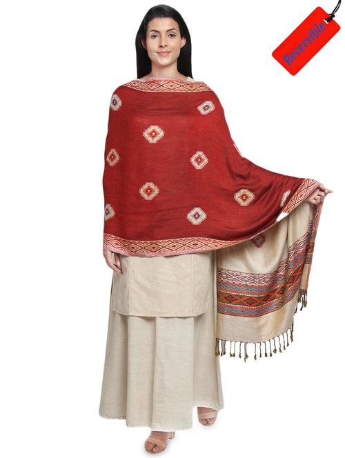 geometrical reversible woolen shawl - 16682675 - Very Small Image - 1