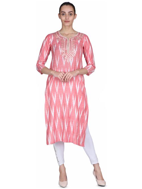 ikat printed straight kurta - 16682679 - Very Small Image - 1