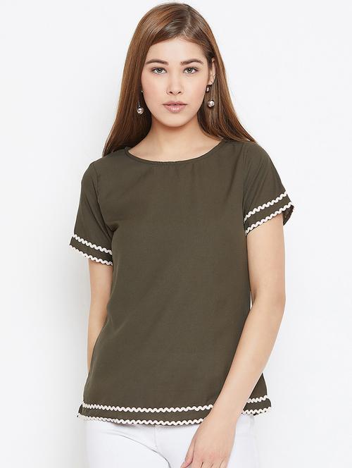 lace detail round neck top - 16684564 - Very Small Image - 1