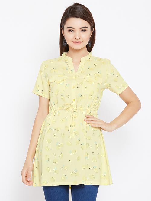 drawstring waist mandarin neck tunic - 16684575 - Very Small Image - 1