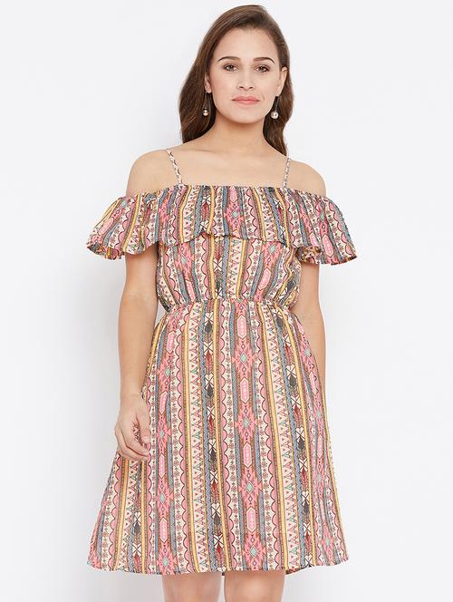 cold shoulder abstract a-line dress - 16684583 - Very Small Image - 1