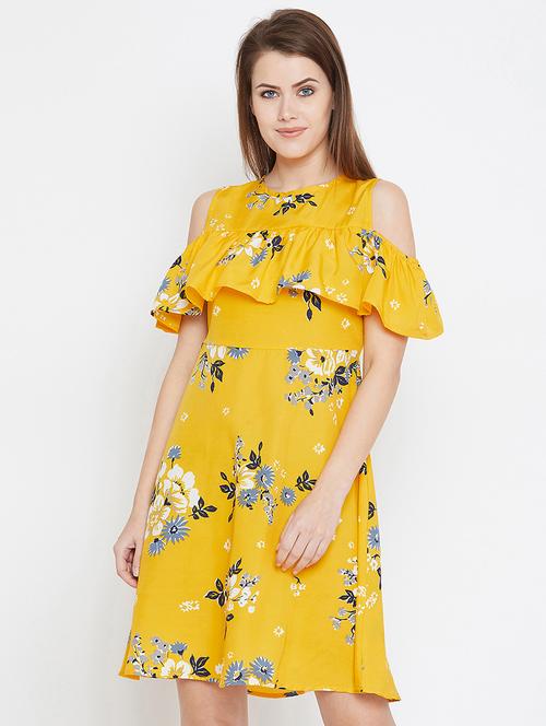 cold shoulder floral a-line dress - 16684590 - Very Small Image - 1