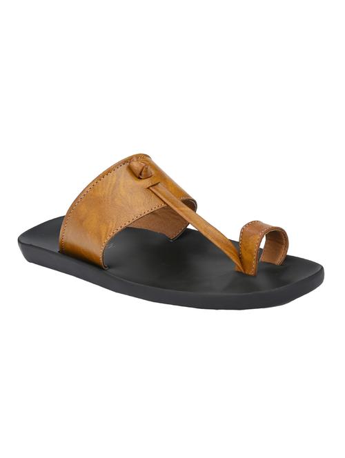 tan leatherette kolhapuri slippers - 16685406 - Very Small Image - 1