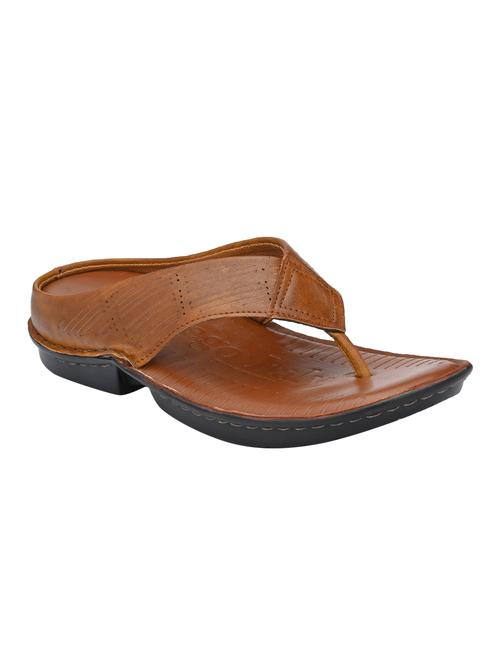tan leatherette toe separator slippers - 16685416 - Very Small Image - 1