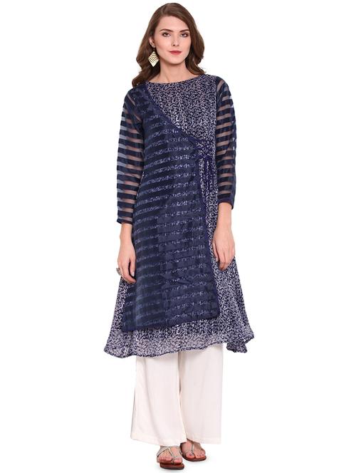 floral printed layered kurta palazzo set - 16685852 - Very Small Image - 1