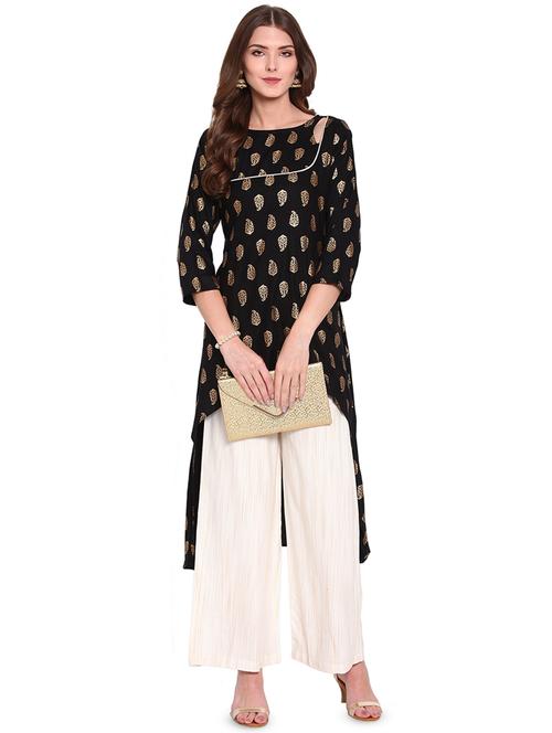 gold print kurta palazzo set - 16685866 - Very Small Image - 1