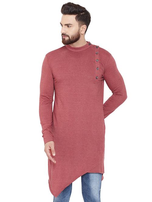 brown solid asymmetric kurta - 16686014 - Very Small Image - 1