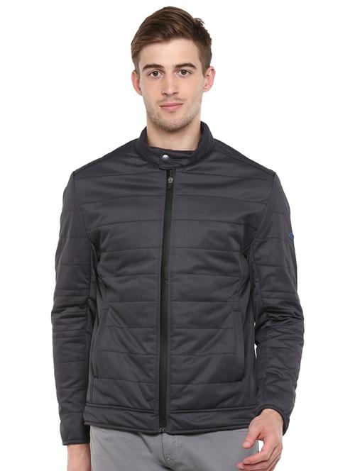 grey solid quilted jacket - 16687331 - Very Small Image - 1
