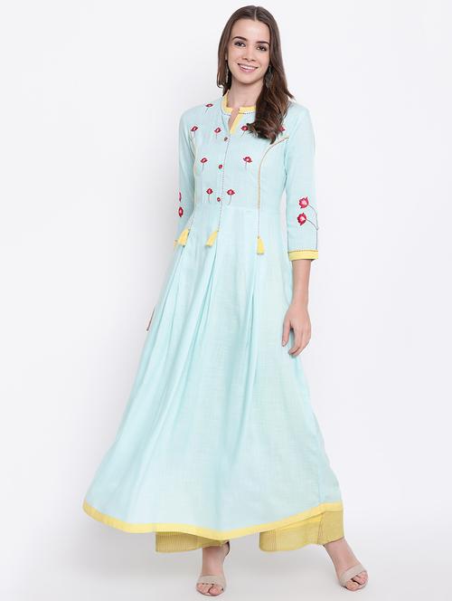 embroidered flared kurta - 16687597 - Very Small Image - 1