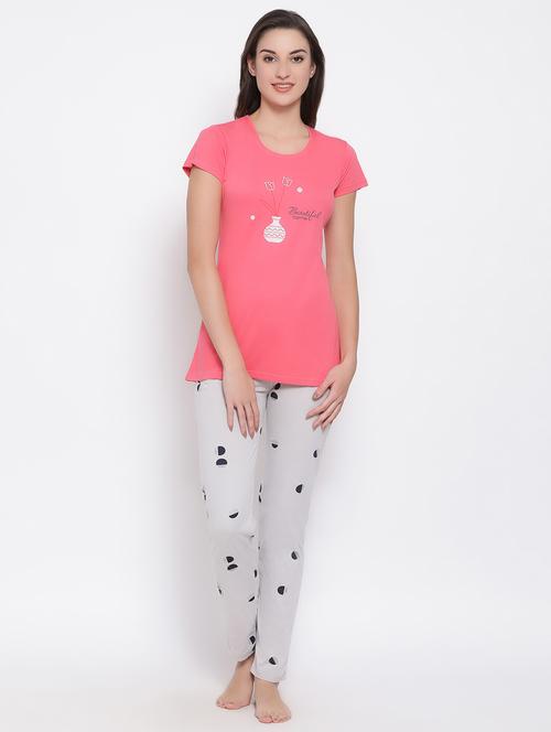 quirky tee with pajama set - 16688281 - Very Small Image - 1