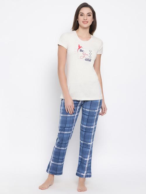 quirky tee with checkered pajama set - 16688287 - Very Small Image - 1