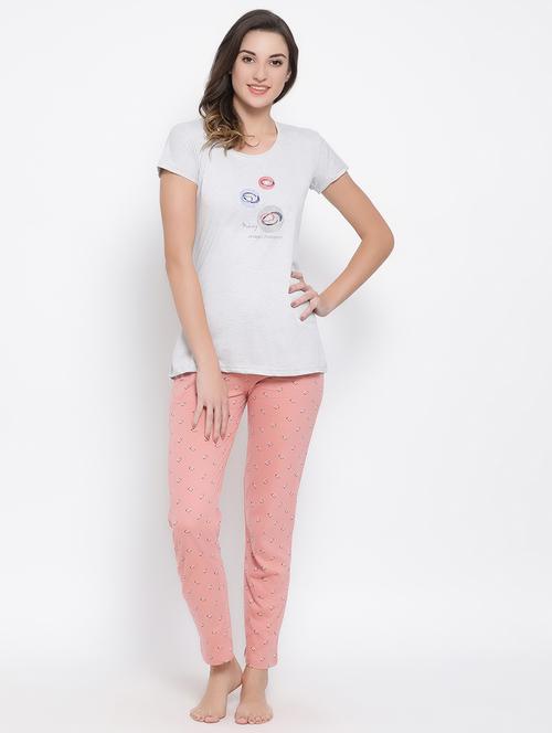 quirky tee with pajama set - 16688288 - Very Small Image - 1