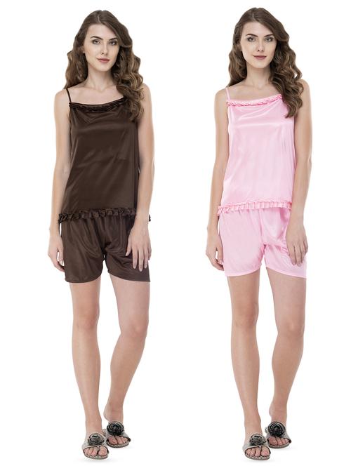 set of 2 frill detail nightwear shorts set - 16688379 - Very Small Image - 1