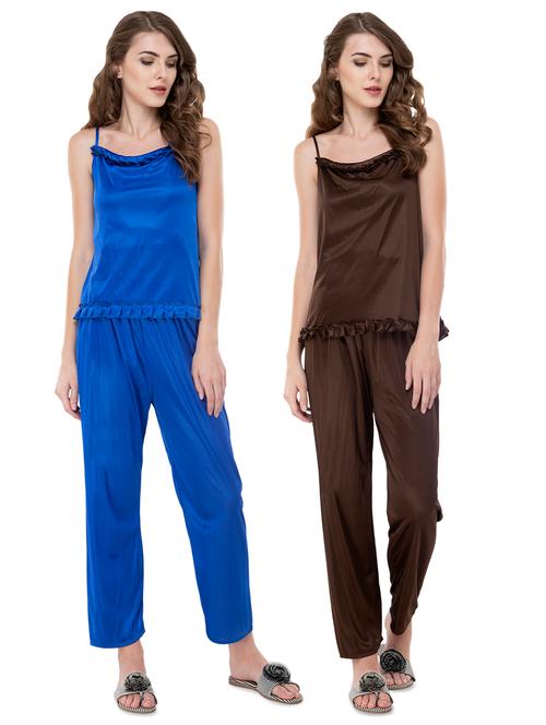 set of 2 frill detail nightwear pajama set - 16688400 - Very Small Image - 1