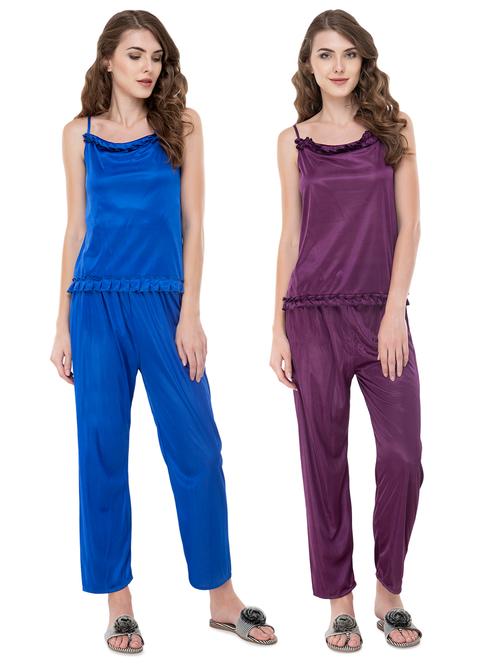 set of 2 frill detail nightwear pajama set - 16688404 - Very Small Image - 1
