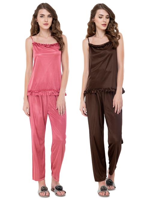 set of 2 frill detail nightwear pajama set - 16688411 - Very Small Image - 1