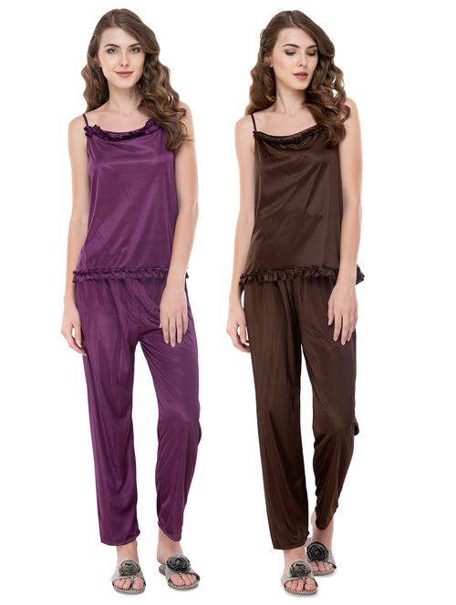 set of 2 frill detail nightwear pajama set - 16688413 - Very Small Image - 1