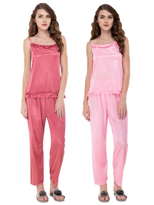 set of 2 frill detail nightwear pajama set - 16688424 - Very Small Image - 1