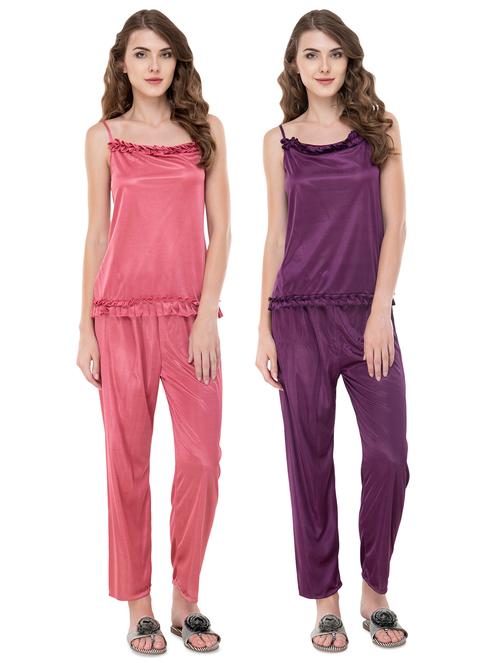 set of 2 frill detail nightwear pajama set - 16688425 - Very Small Image - 1