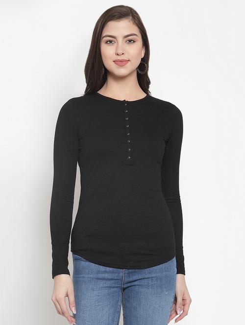 long sleeved solid henley tee - 16689854 - Very Small Image - 1