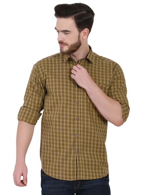 yellow checkered casual shirt - 16690844 - Very Small Image - 1