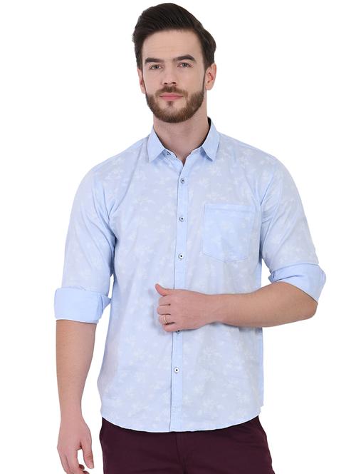 light blue floral printed casual shirt - 16690852 - Very Small Image - 1