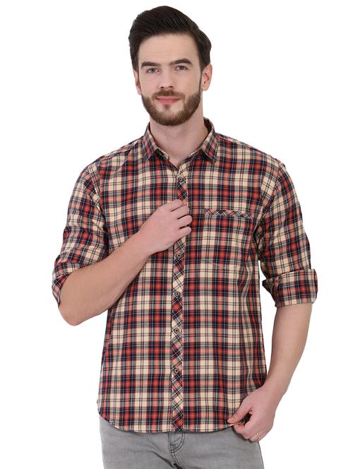 orange checkered casual shirt - 16690867 - Very Small Image - 1