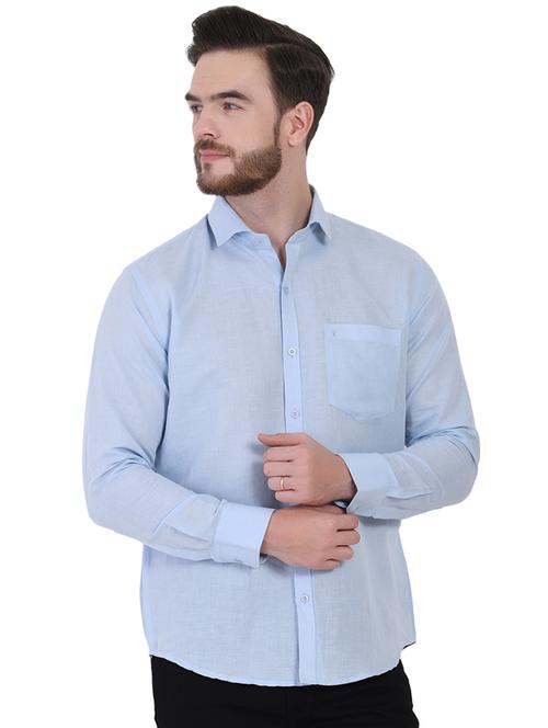 light blue solid casual shirt - 16690889 - Very Small Image - 1